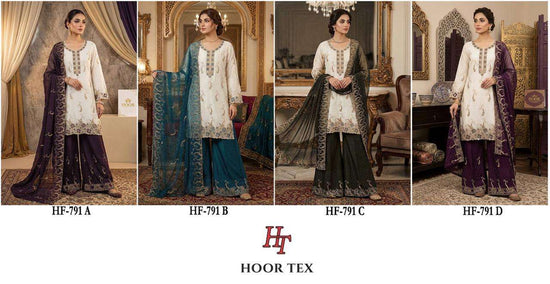 HOOR TEX HF-791 Simmer Chiffon Embroidered Pakistani Suit Set - Amrah Wholesale