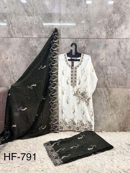 HOOR TEX HF-791 Simmer Chiffon Embroidered Pakistani Suit Set - Amrah Wholesale