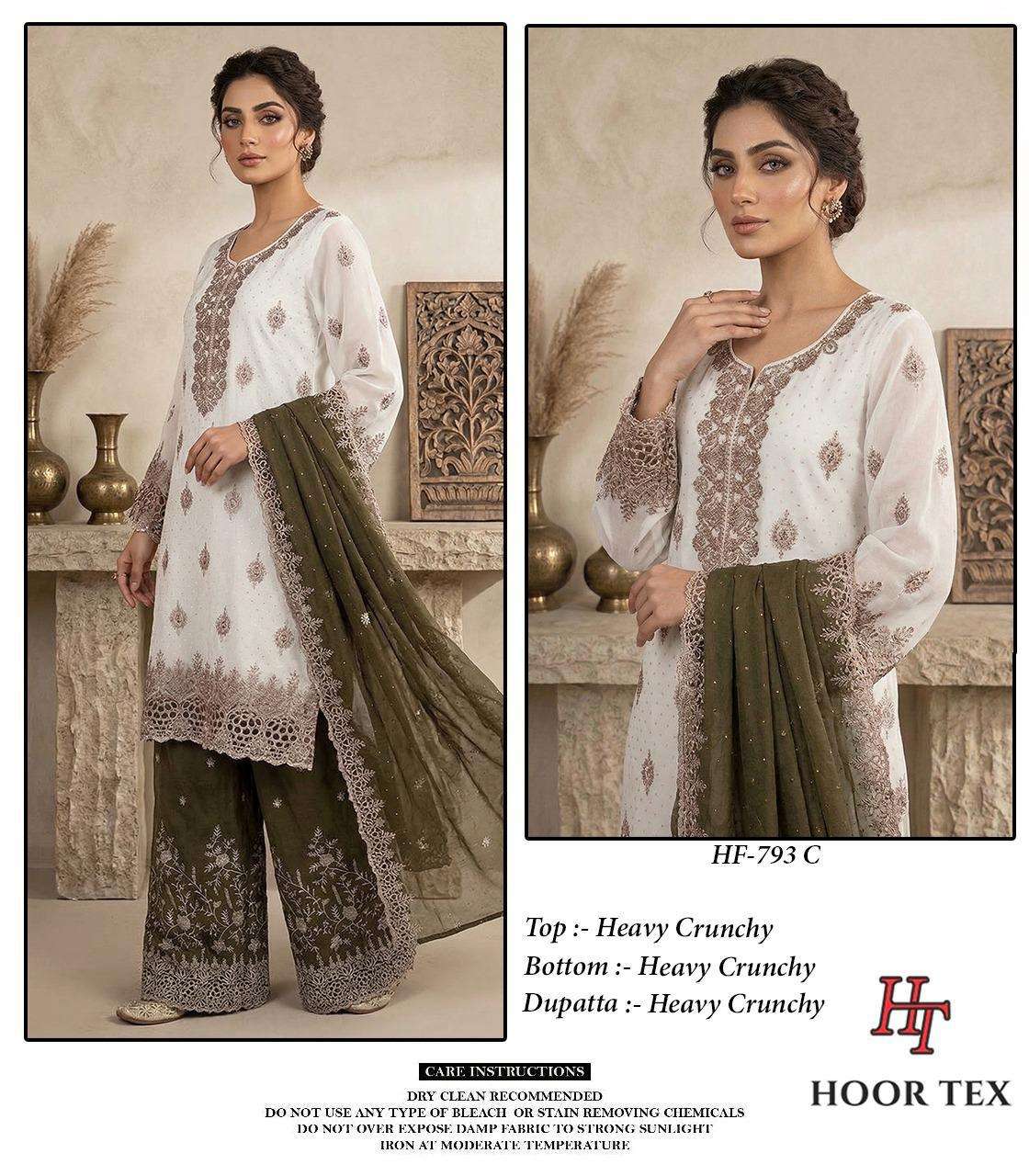 HOOR TEX HF-793 Crunchy Embroidered Stitched Salwar Suit Set