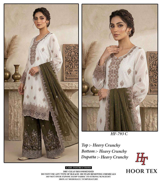 HOOR TEX HF-793 Crunchy Embroidered Stitched Salwar Suit Set