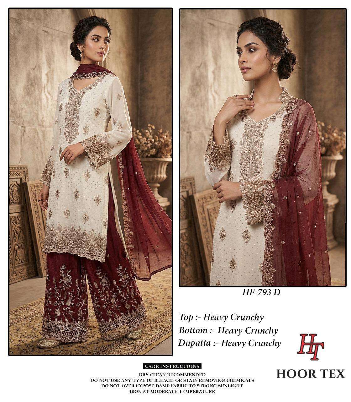 HOOR TEX HF-793 Crunchy Embroidered Stitched Salwar Suit Set