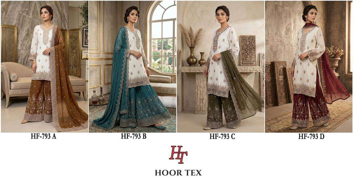 HOOR TEX HF-793 Crunchy Embroidered Stitched Salwar Suit Set