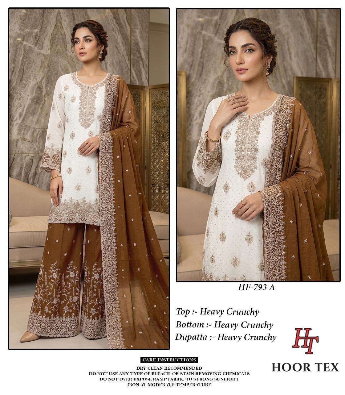 HOOR TEX HF-793 Crunchy Embroidered Stitched Salwar Suit Set