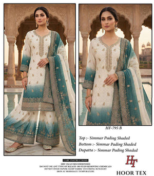HOOR TEX HF-795 Shimmer Embroidered Pakistani Sharara Suit Set