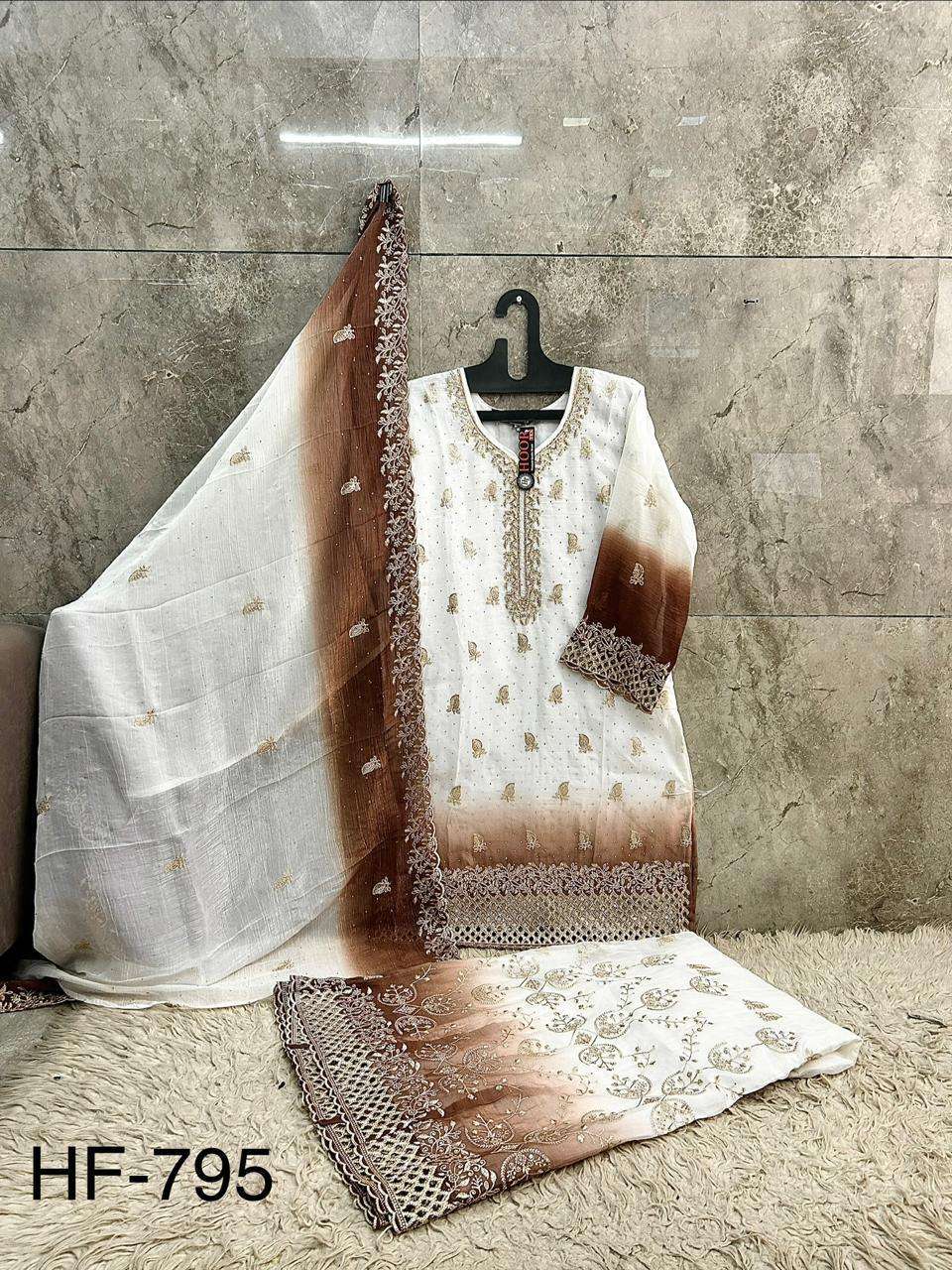 HOOR TEX HF-795 Shimmer Embroidered Pakistani Sharara Suit Set