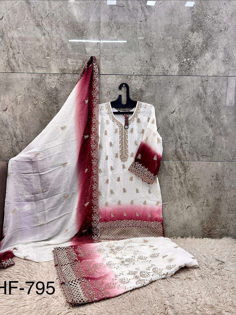 HOOR TEX HF-795 Shimmer Embroidered Pakistani Sharara Suit Set