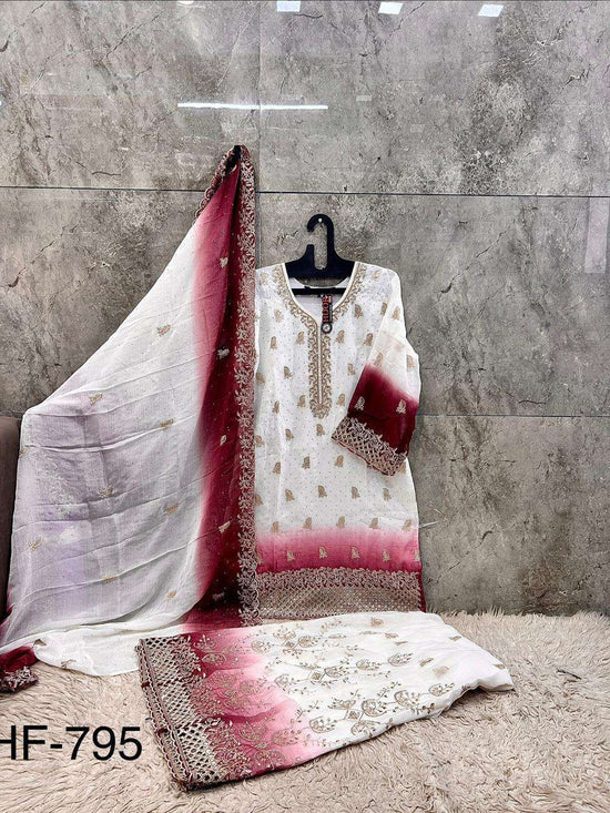 HOOR TEX HF-795 Shimmer Embroidered Pakistani Sharara Suit Set