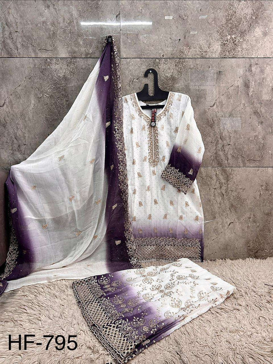 HOOR TEX HF-795 Shimmer Embroidered Pakistani Sharara Suit Set