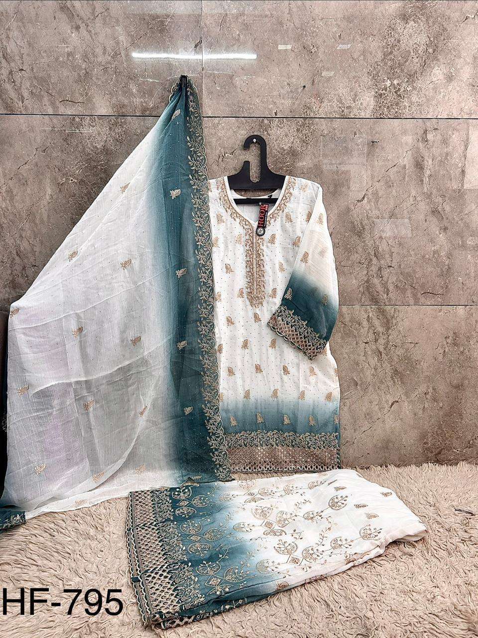 HOOR TEX HF-795 Shimmer Embroidered Pakistani Sharara Suit Set