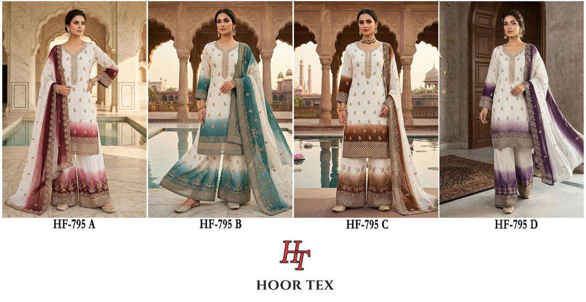 HOOR TEX HF-795 Shimmer Embroidered Pakistani Sharara Suit Set