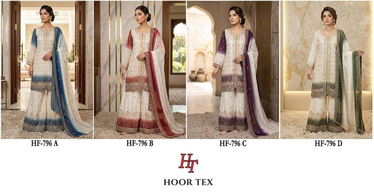 Hoor Tex HF-796 Shimmer Embroidered Stitched Salwar Suit Set - Amrah Wholesale