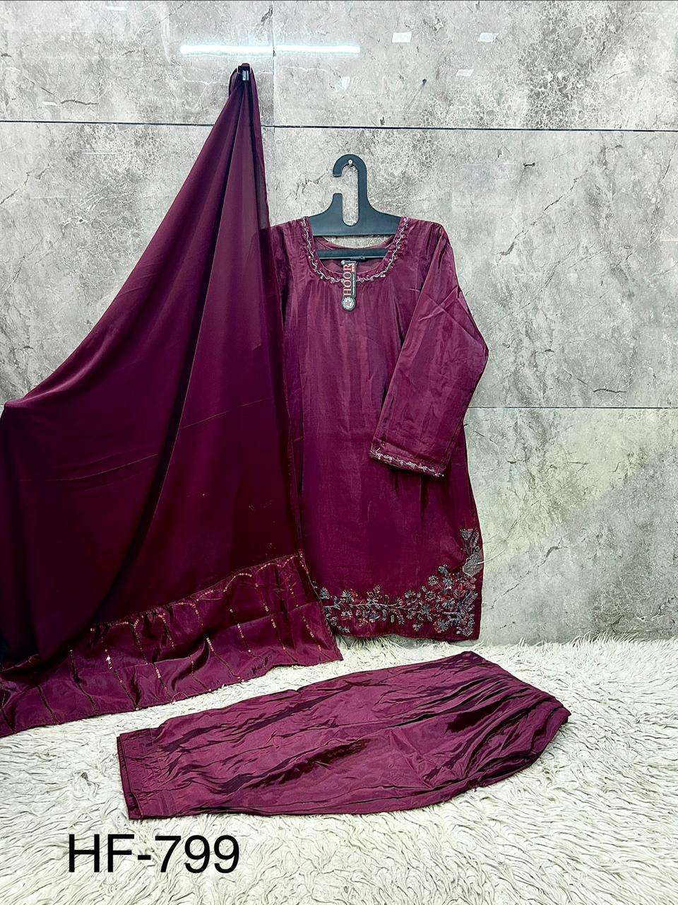 Hoor Tex HF-799 Organza Silk Stitched Pakistani Suit Set
