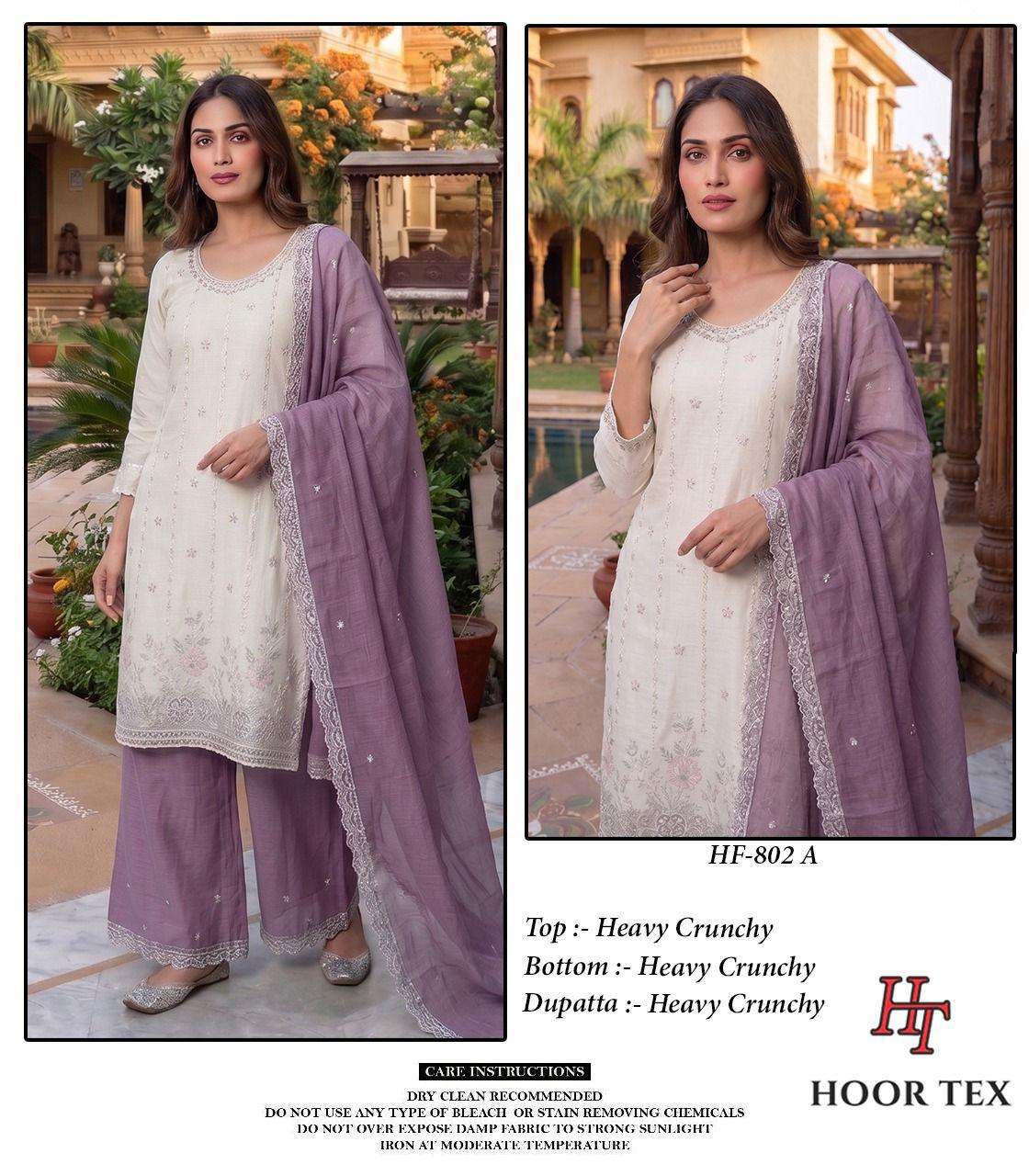 Hoor Tex HF-802 Crunchy Embroidered Pakistani Suit Set