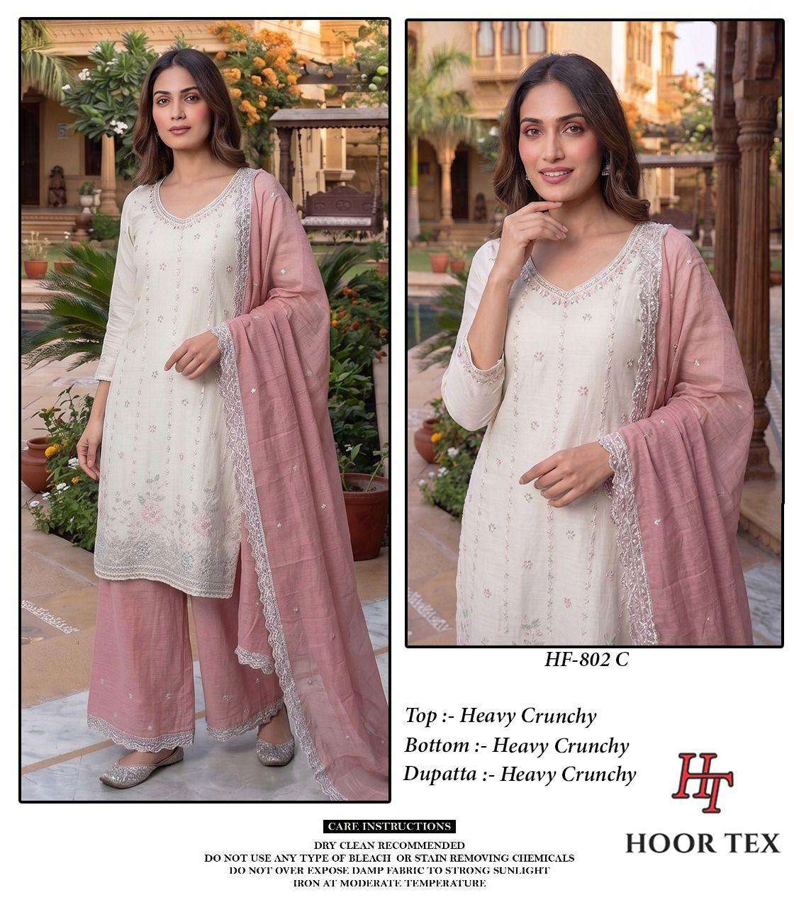 Hoor Tex HF-802 Crunchy Embroidered Pakistani Suit Set