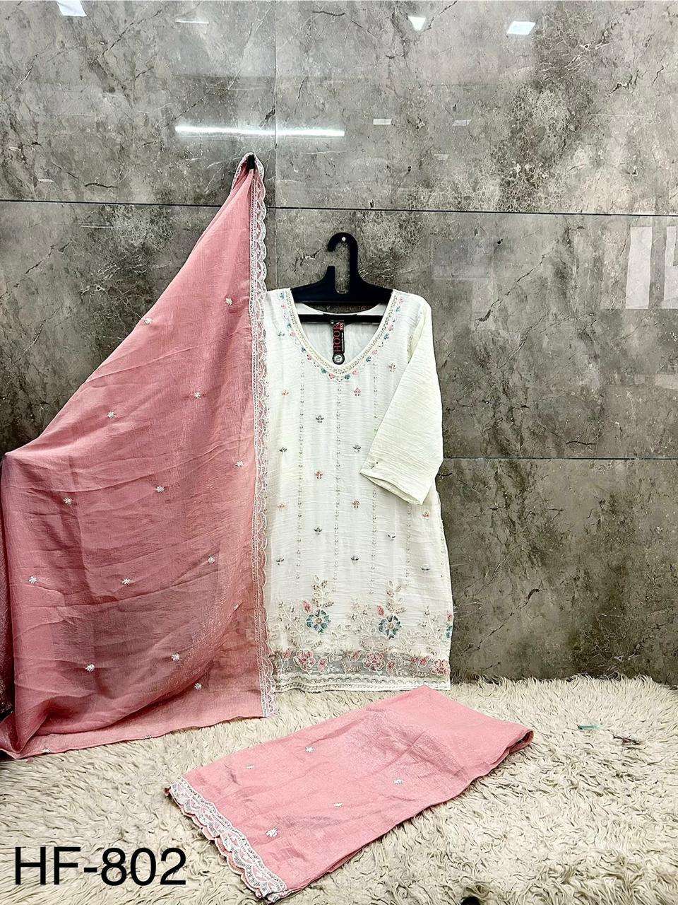 Hoor Tex HF-802 Crunchy Embroidered Pakistani Suit Set