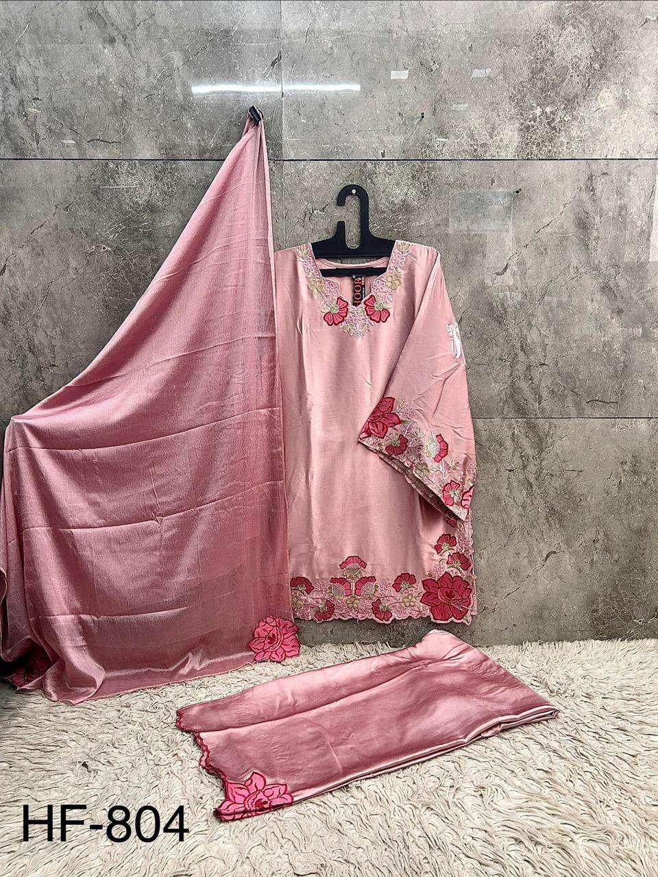 HOOR TEX HF-804 Malai Satin Pakistani Suit Set
