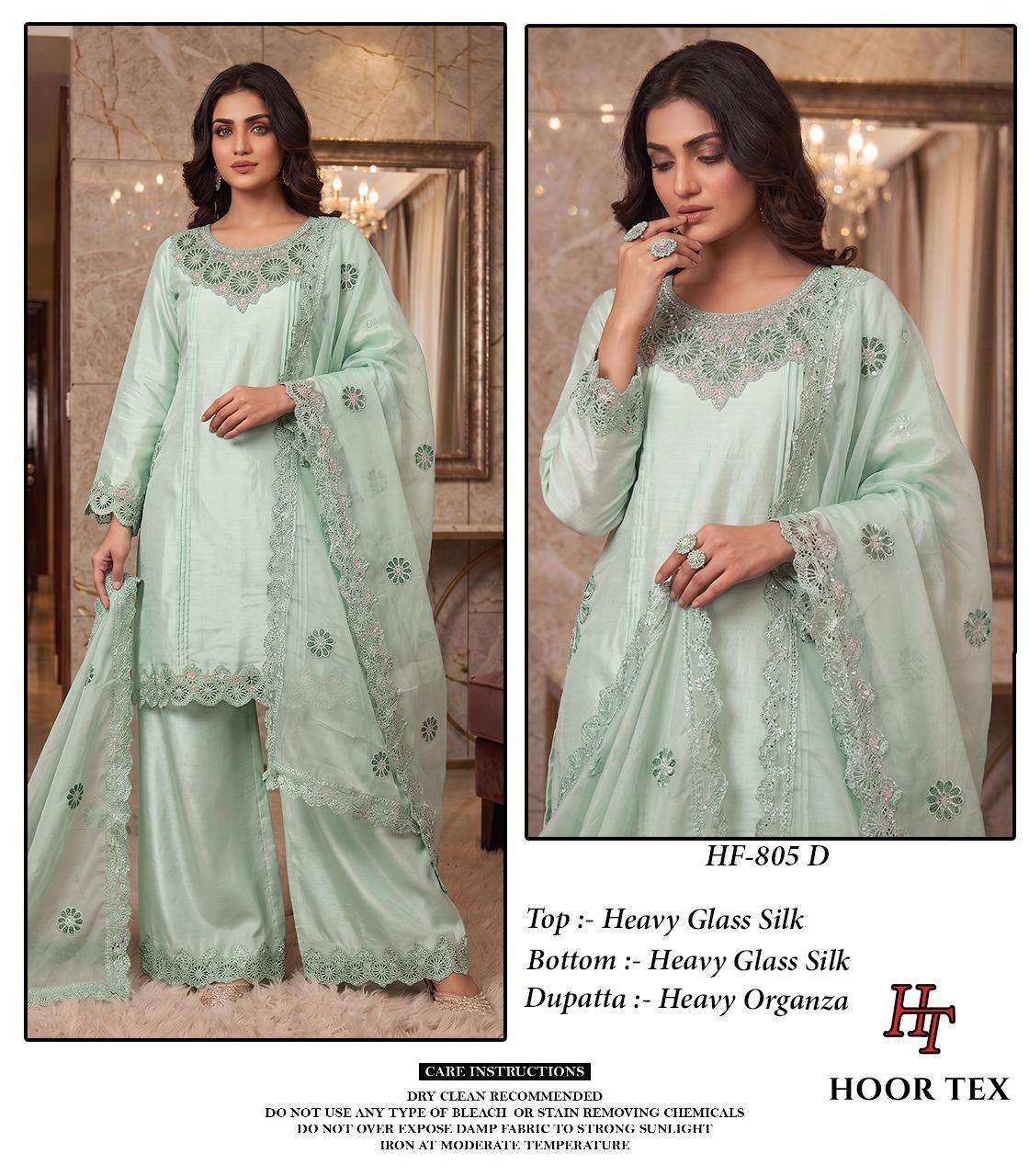 HOOR TEX HF - 805 Glass Silk Embroidered Pakistani Suit Set - Amrah Wholesale