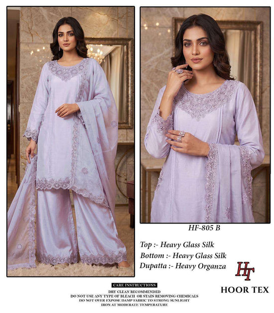 HOOR TEX HF-805 Glass Silk Embroidered Pakistani Suit Set