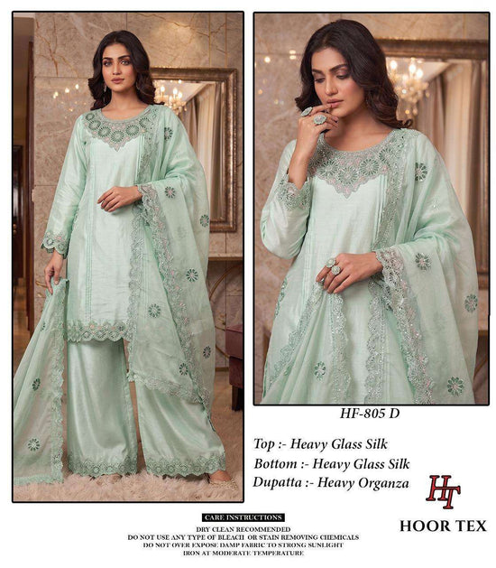 HOOR TEX HF-805 Glass Silk Embroidered Pakistani Suit Set