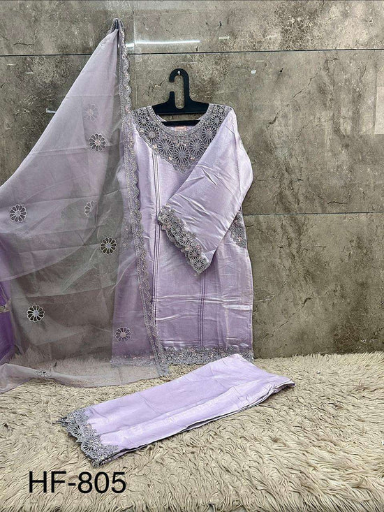 HOOR TEX HF-805 Glass Silk Embroidered Pakistani Suit Set