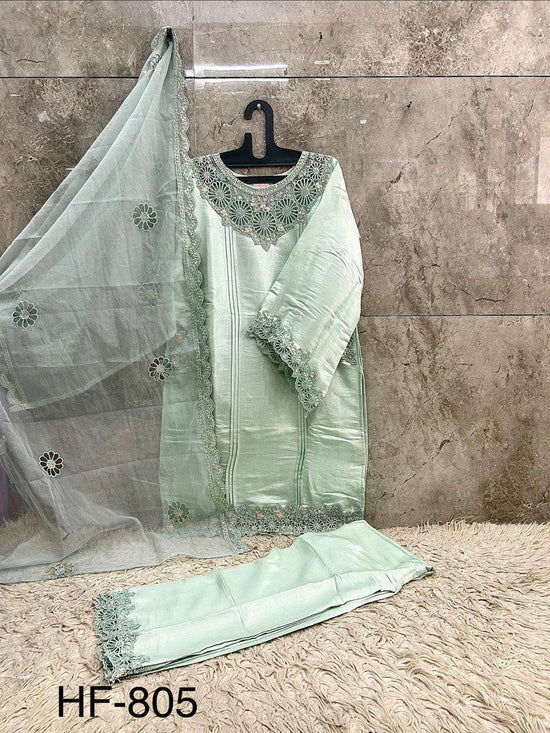 HOOR TEX HF-805 Glass Silk Embroidered Pakistani Suit Set