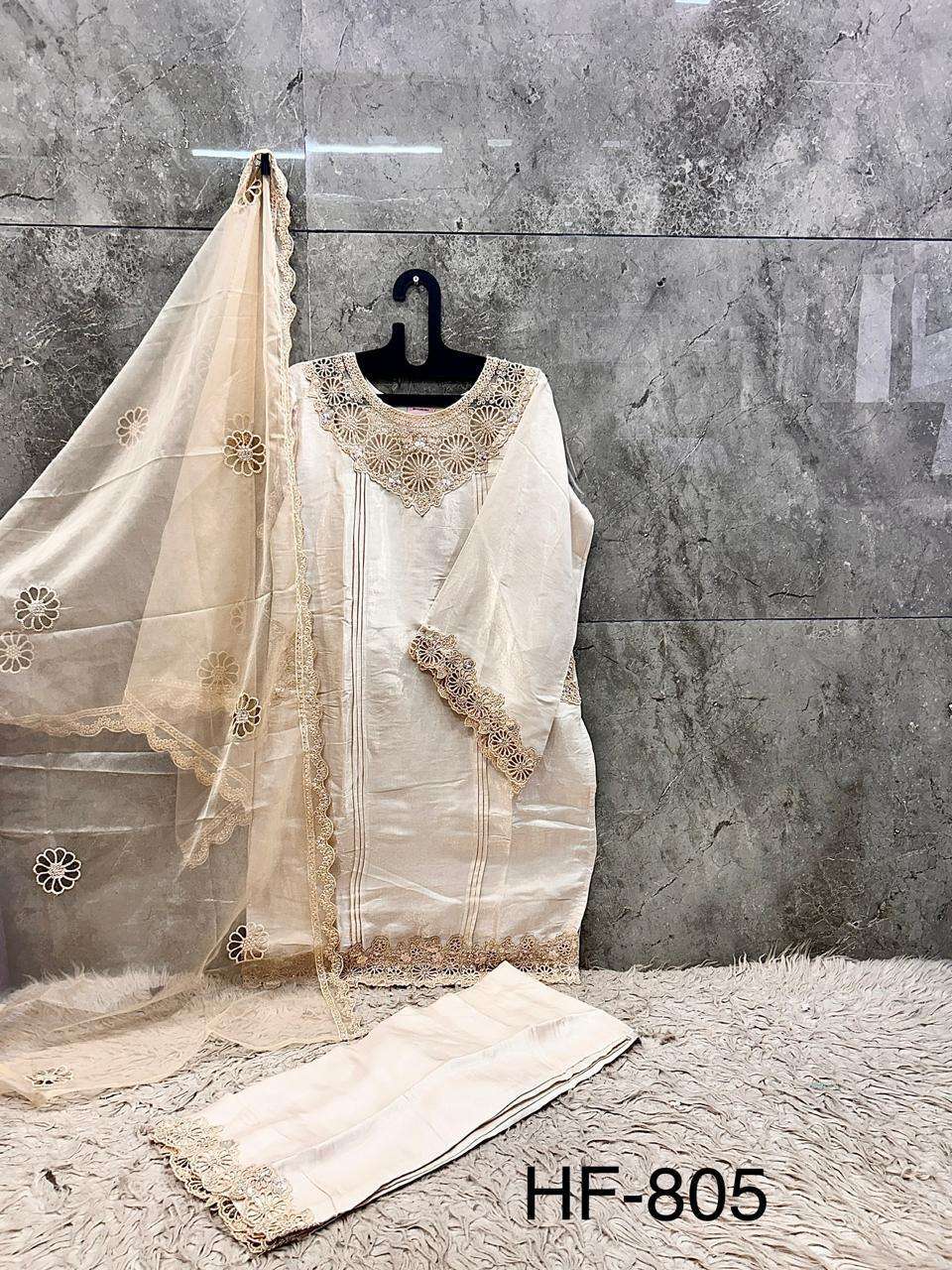 HOOR TEX HF-805 Glass Silk Embroidered Pakistani Suit Set