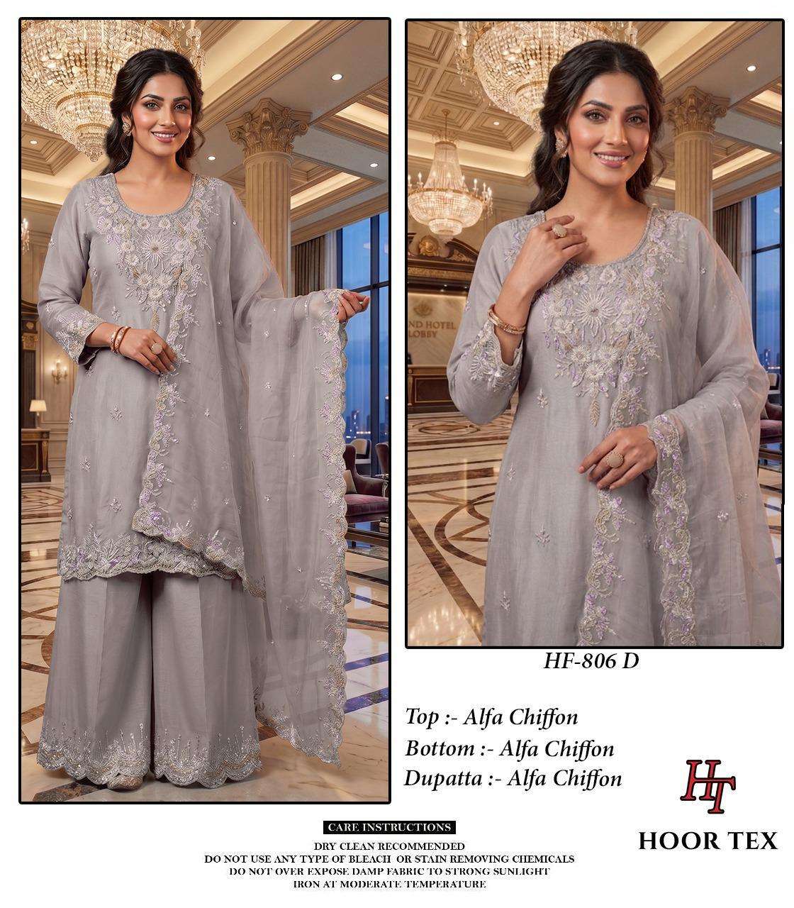 HOOR TEX HF-806 Chinon Embroidered Pakistani Suit Set Stitched Pakistani Suit Set