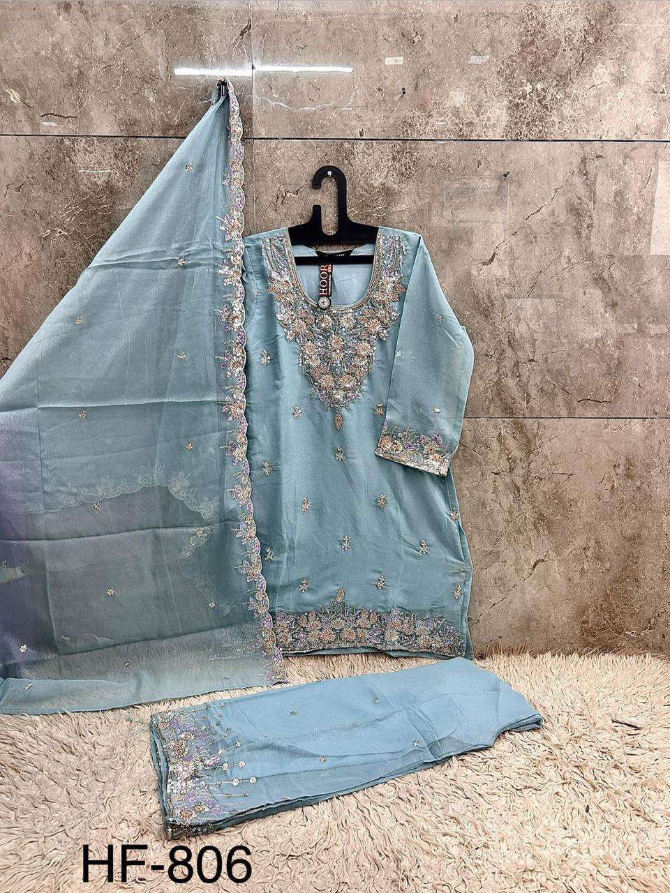 HOOR TEX HF-806 Chinon Embroidered Pakistani Suit Set Stitched Pakistani Suit Set