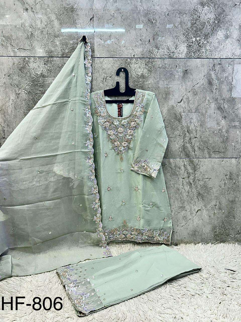 HOOR TEX HF-806 Chinon Embroidered Pakistani Suit Set Stitched Pakistani Suit Set