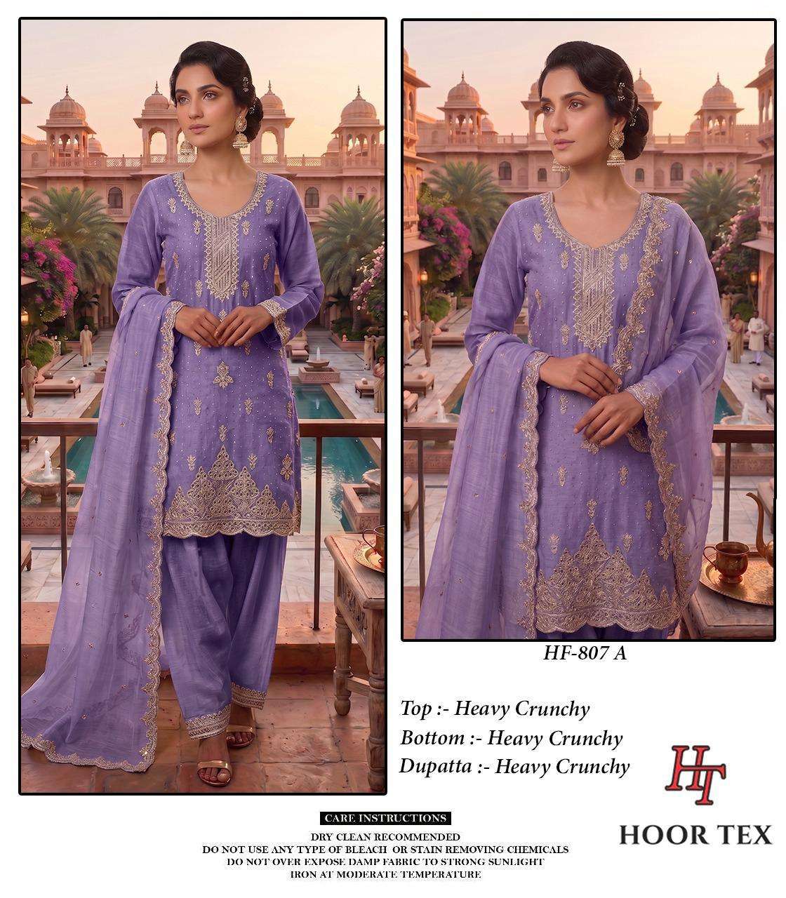 HOOR TEX HF-807 Crunchy Embroidered Stitched Salwar Suit Set