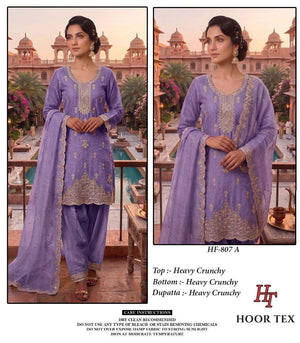 HOOR TEX HF-807 Crunchy Embroidered Stitched Salwar Suit Set