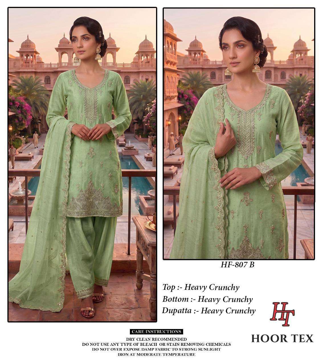 HOOR TEX HF-807 Crunchy Embroidered Stitched Salwar Suit Set