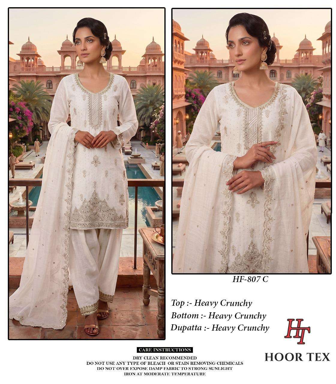HOOR TEX HF-807 Crunchy Embroidered Stitched Salwar Suit Set