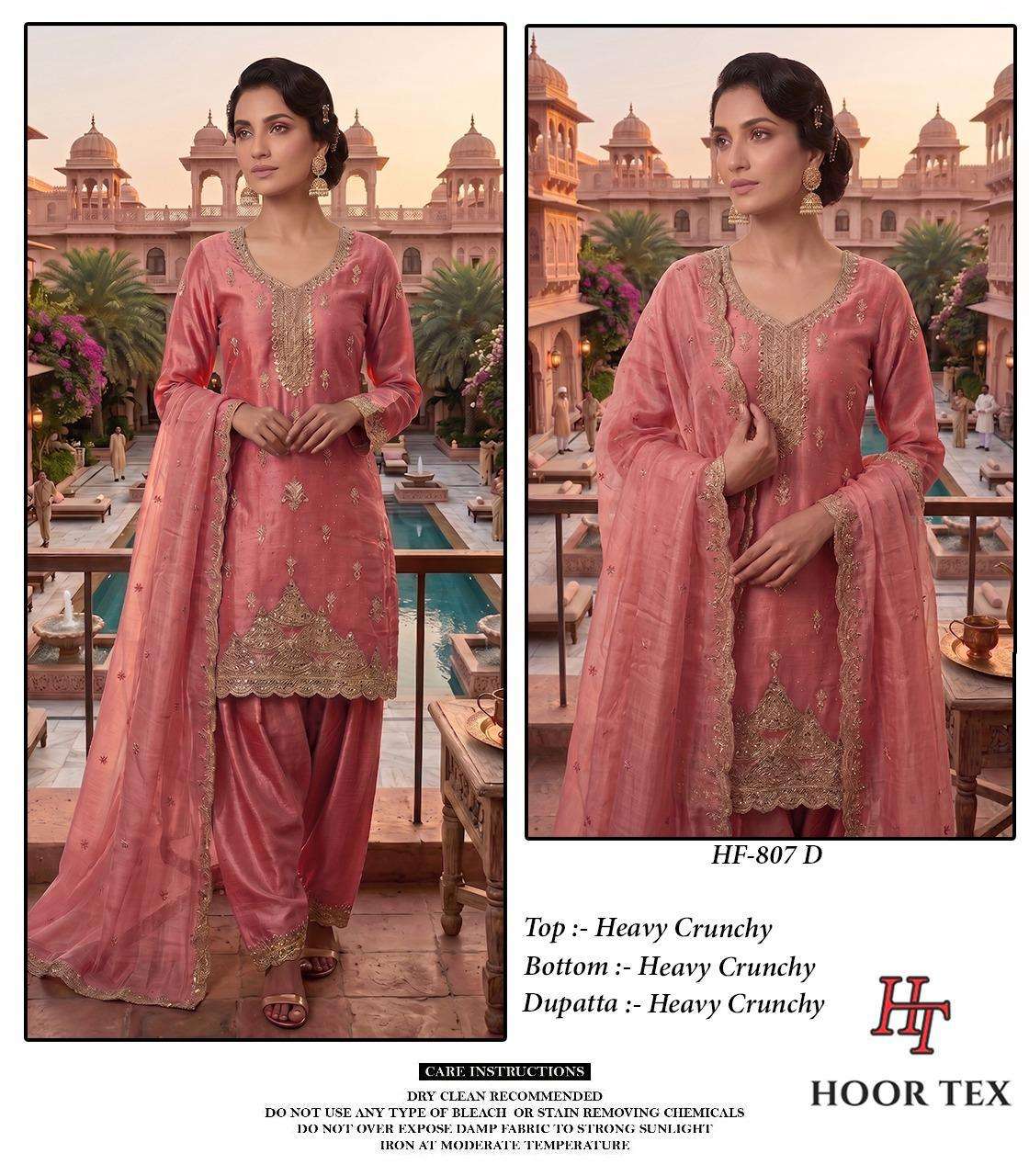 HOOR TEX HF-807 Crunchy Embroidered Stitched Salwar Suit Set