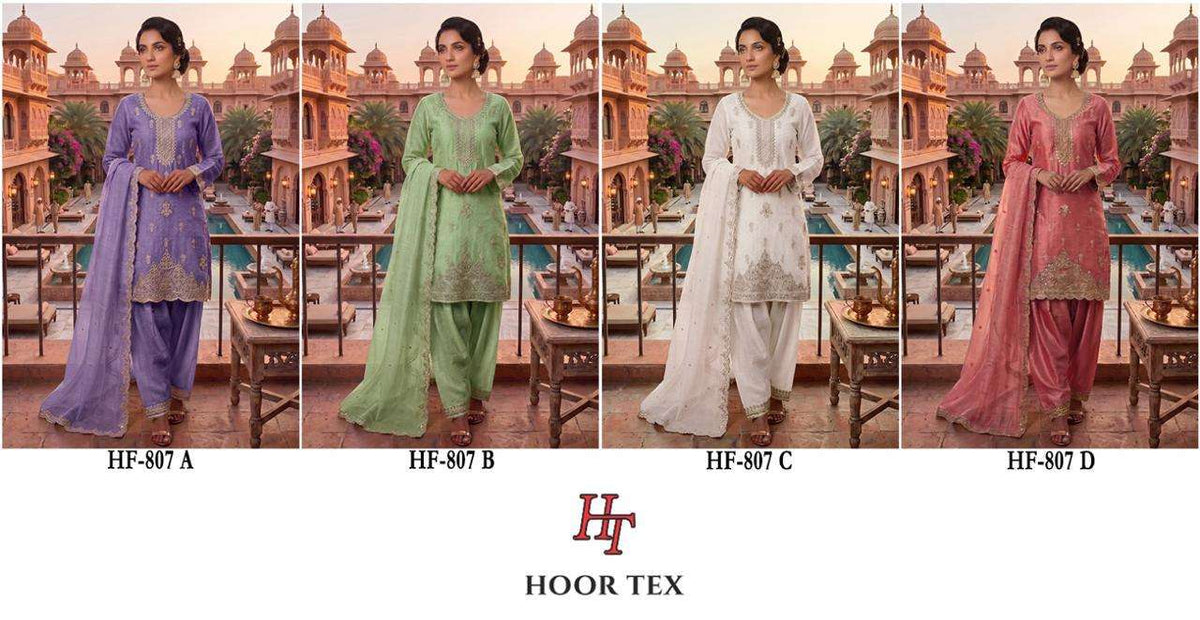 HOOR TEX HF-807 Crunchy Embroidered Stitched Salwar Suit Set