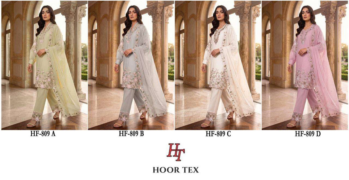 HOOR TEX HF - 809 Georgette Pakistani Suit Set - Amrah Wholesale
