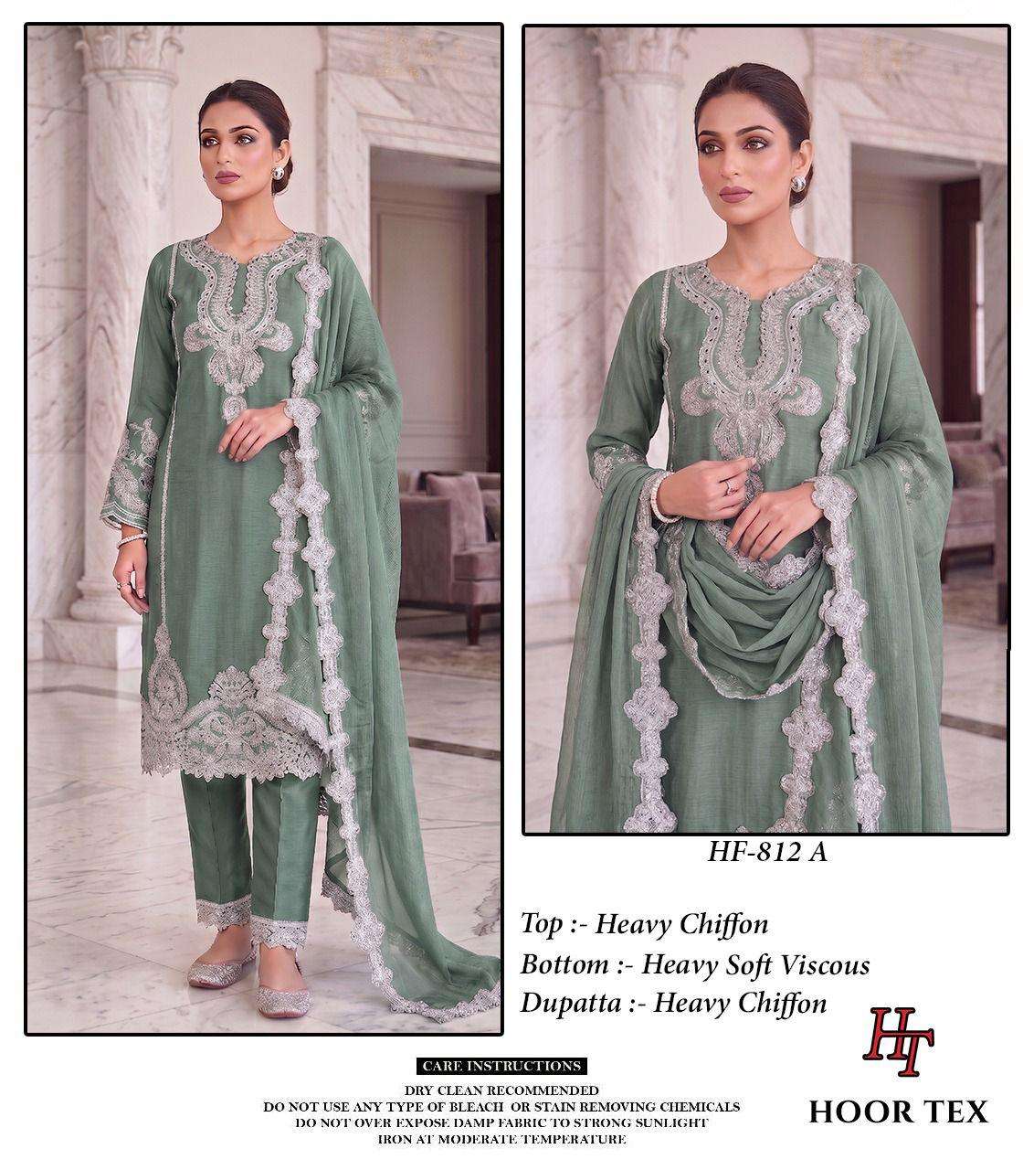 HOOR TEX HF - 812 Chiffon Pakistani Suit Set - Amrah Wholesale