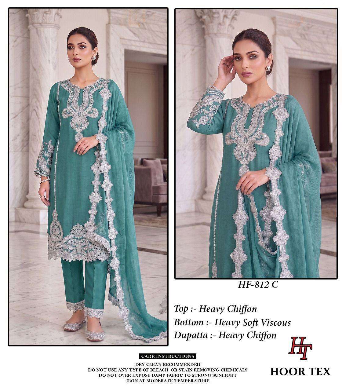 HOOR TEX HF - 812 Chiffon Pakistani Suit Set - Amrah Wholesale