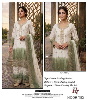 Hoor Tex HF-813 Shimmer Embroidery Stitched Pakistani Suit Set