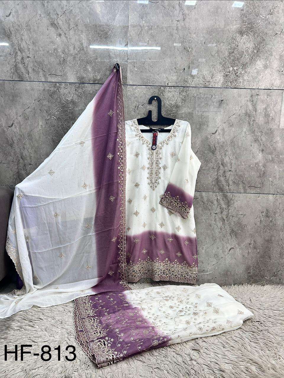 Hoor Tex HF-813 Shimmer Embroidery Stitched Pakistani Suit Set - Amrah Wholesale
