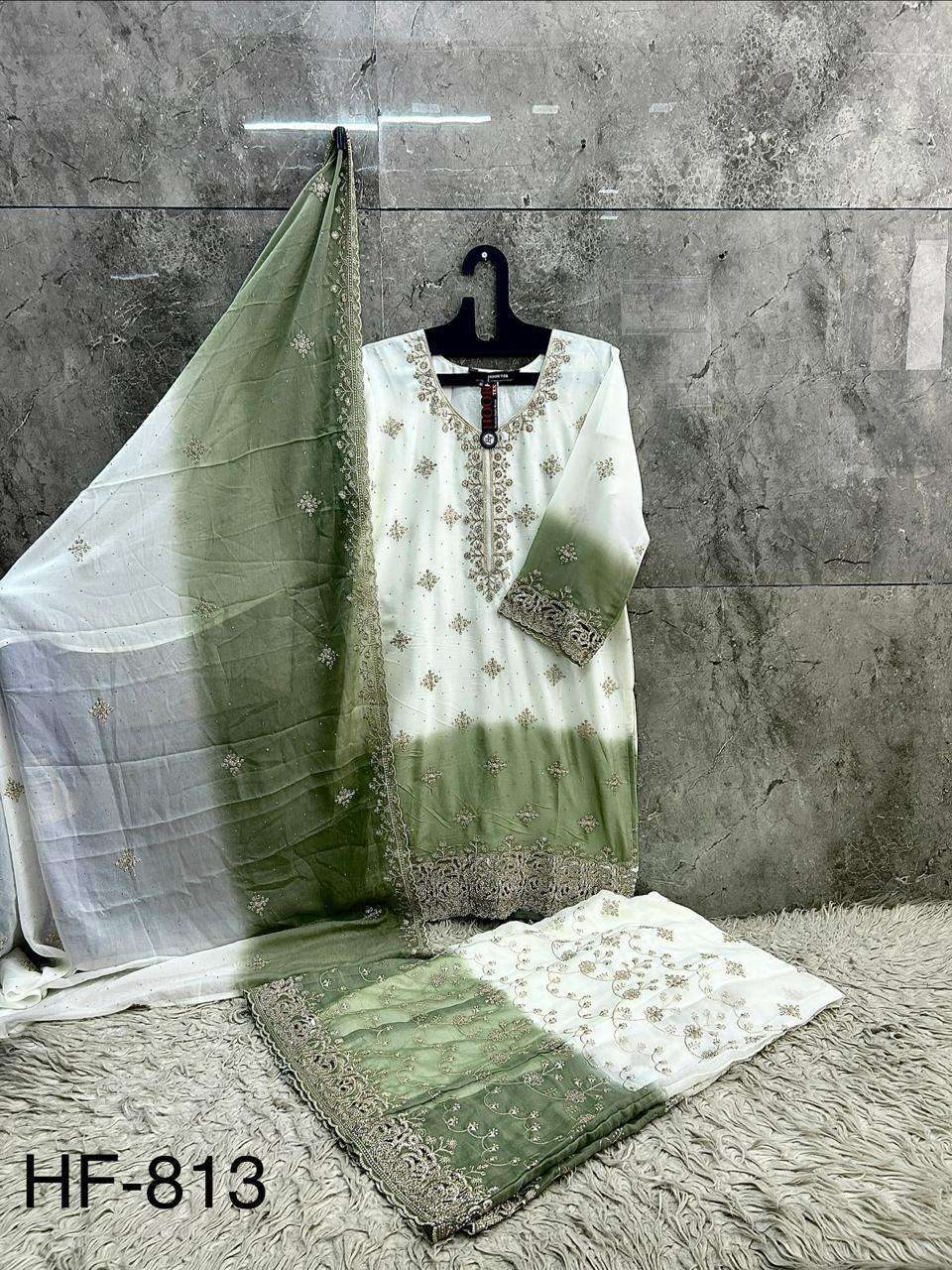 Hoor Tex HF-813 Shimmer Embroidery Stitched Pakistani Suit Set - Amrah Wholesale
