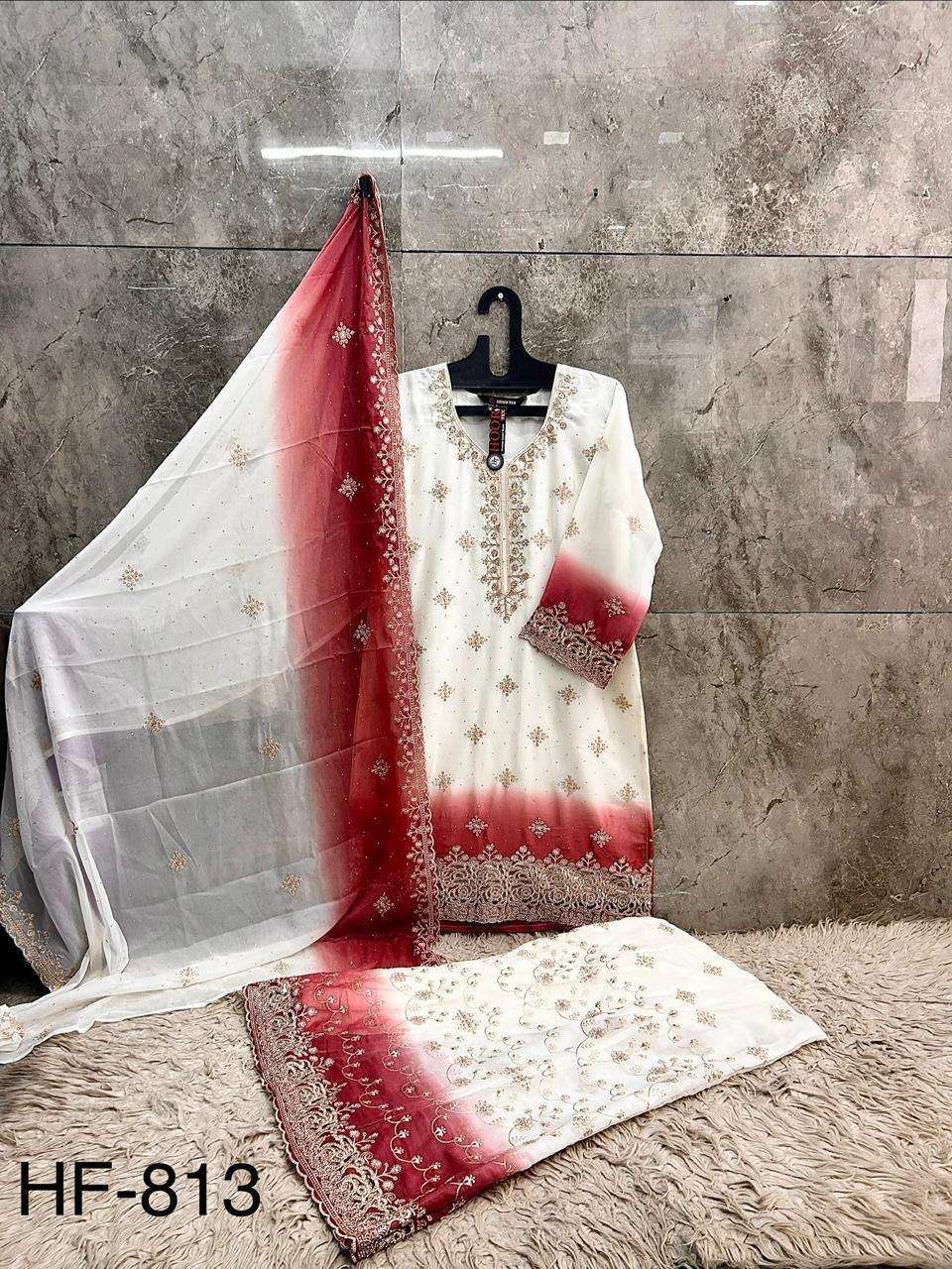 Hoor Tex HF-813 Shimmer Embroidery Stitched Pakistani Suit Set - Amrah Wholesale