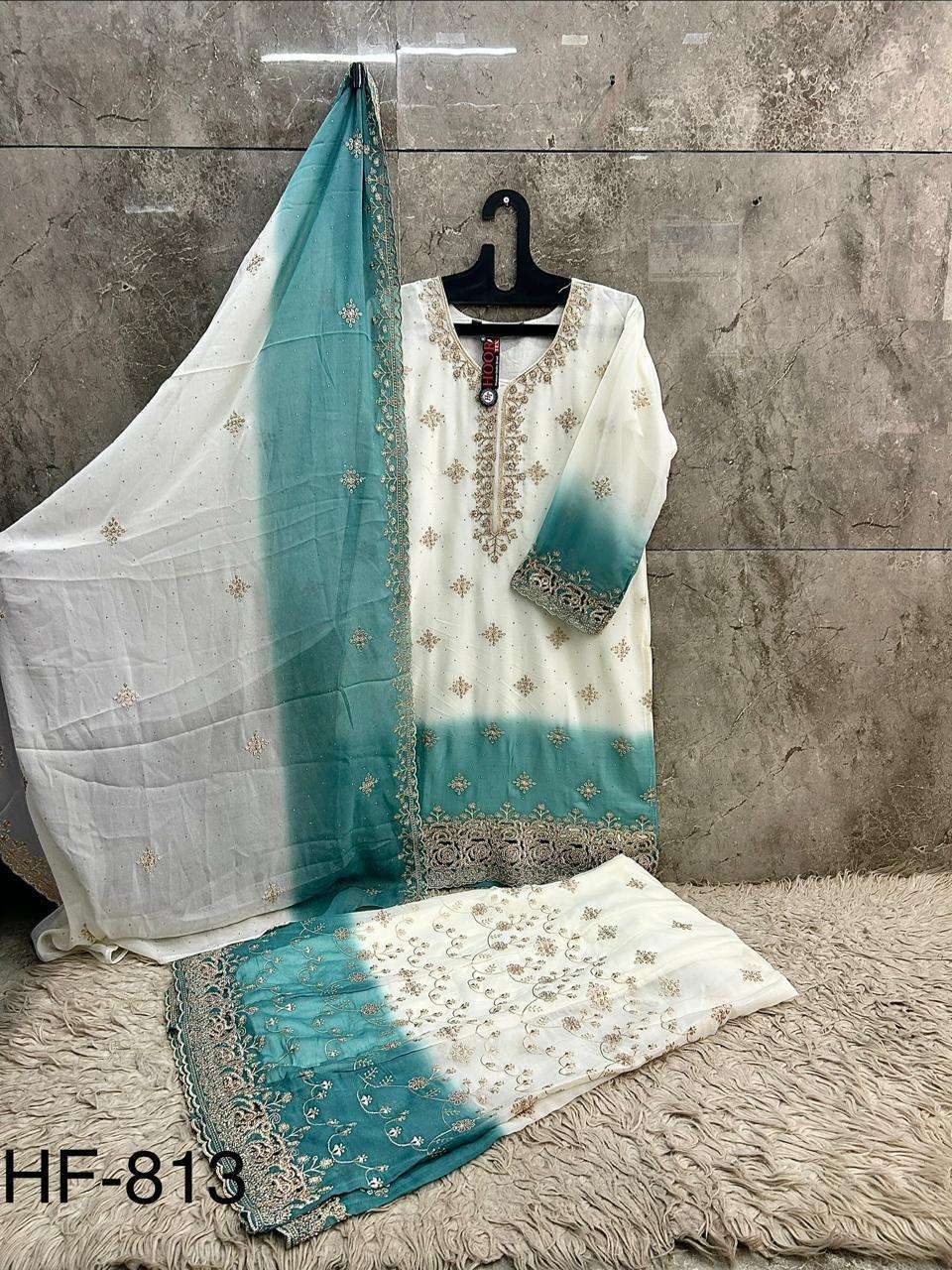 Hoor Tex HF-813 Shimmer Embroidery Stitched Pakistani Suit Set - Amrah Wholesale