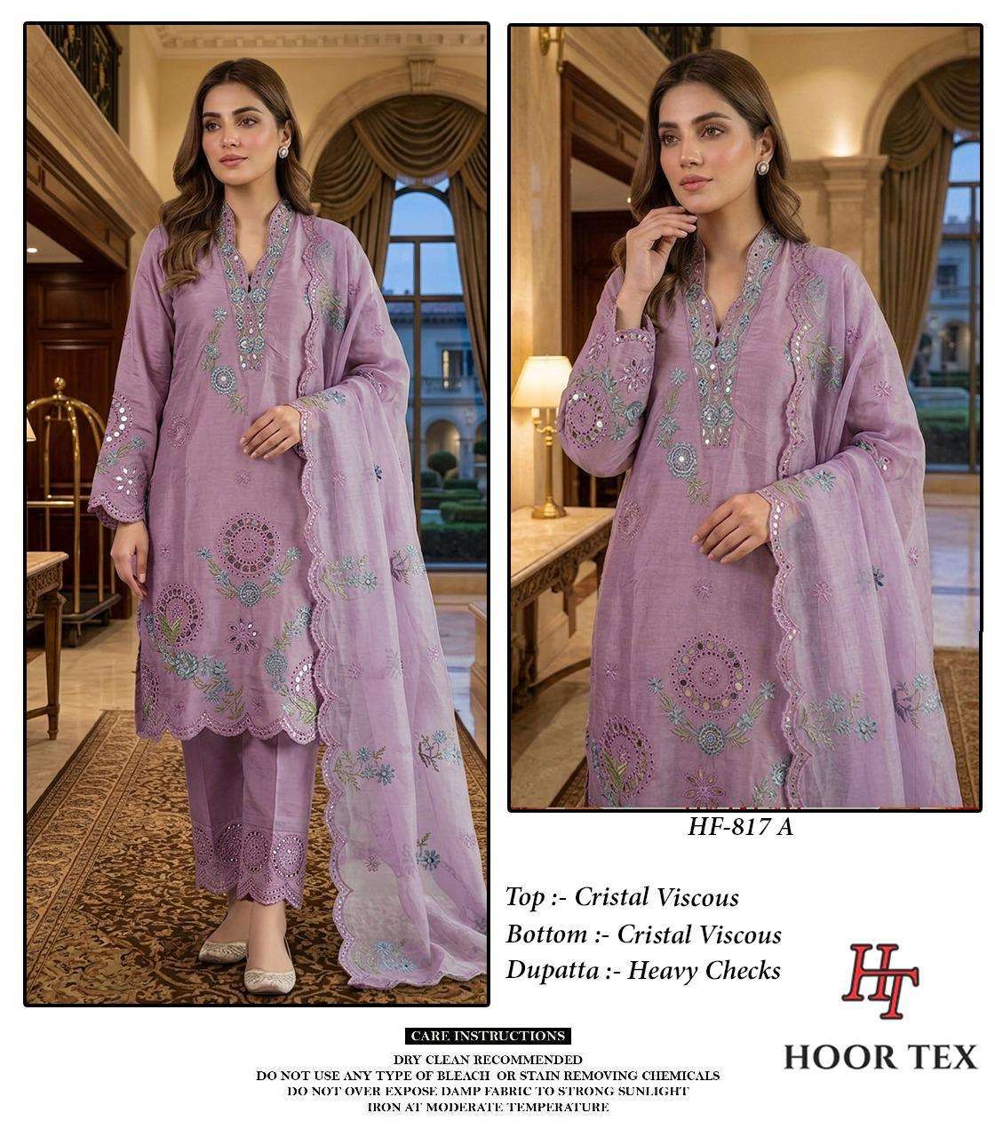 Hoor Tex HF - 817 Crystal Viscose Embroidered Pakistani Suit Set - Amrah Wholesale