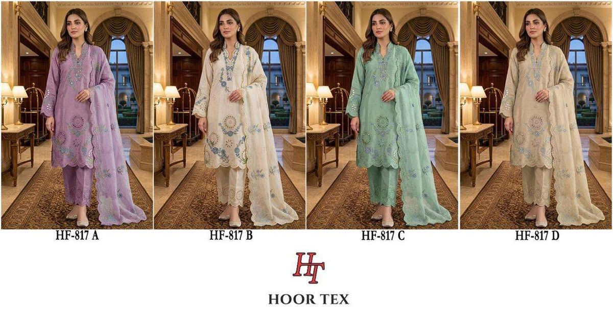 Hoor Tex HF - 817 Crystal Viscose Embroidered Pakistani Suit Set - Amrah Wholesale