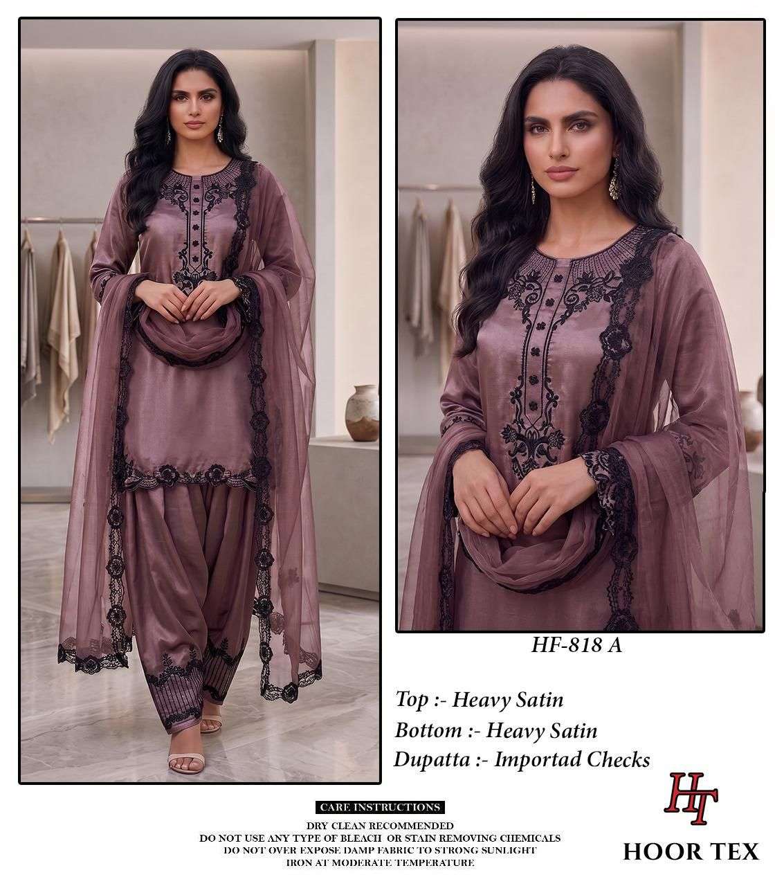 HOOR TEX HF - 818 Satin Pakistani Suit Set - Amrah Wholesale