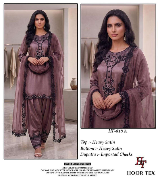 HOOR TEX HF - 818 Satin Pakistani Suit Set - Amrah Wholesale