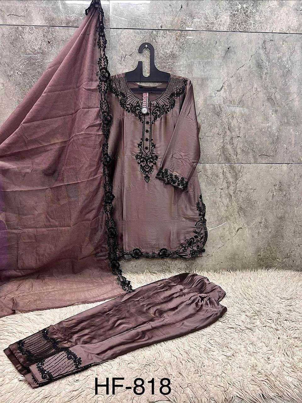 HOOR TEX HF - 818 Satin Pakistani Suit Set - Amrah Wholesale