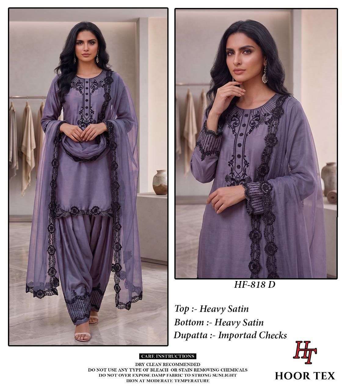 HOOR TEX HF - 818 Satin Pakistani Suit Set - Amrah Wholesale