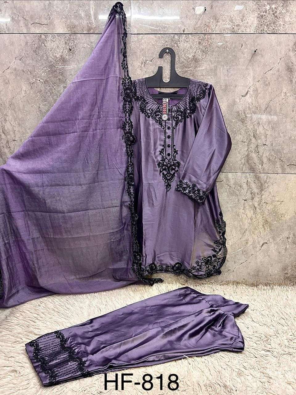 HOOR TEX HF - 818 Satin Pakistani Suit Set - Amrah Wholesale
